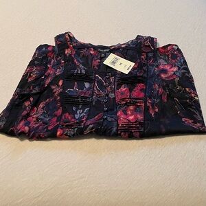 Lucky Brand Blue Floral Sleeveless Blouse, XS, NWT